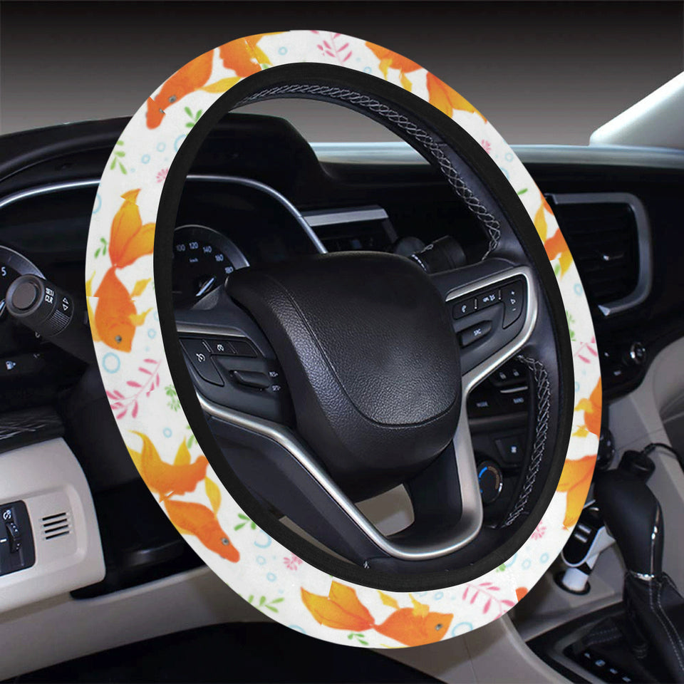 Goldfish Pattern Print Design 03 Car Steering Wheel Cover