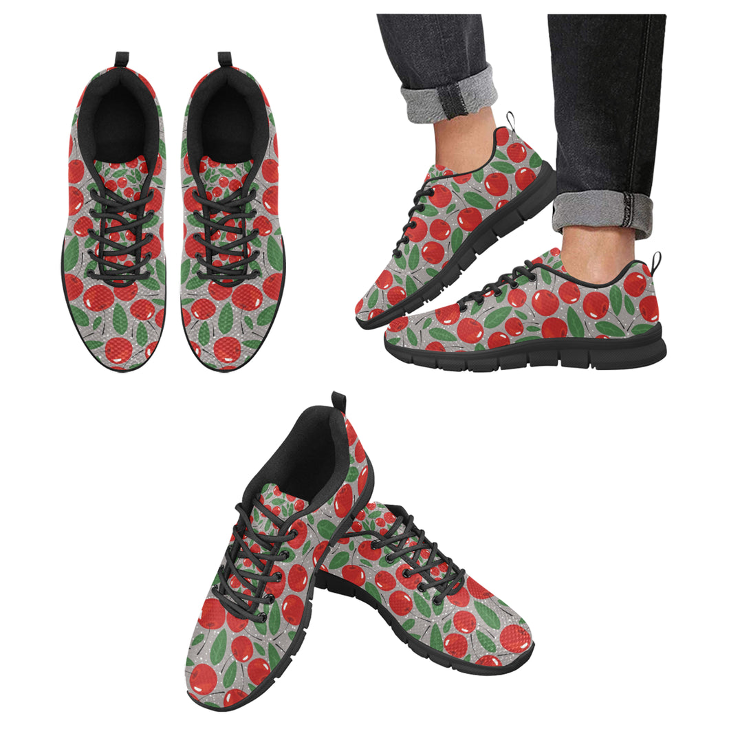 Cherry Leaves Pattern Men's Sneakers Black