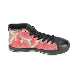 Watermelon Pattern Background Men's High Top Canvas Shoes Black