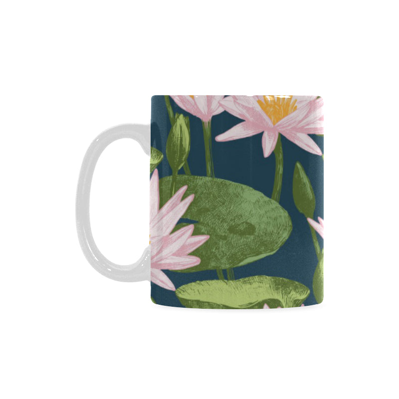 Lotus Waterlily Pattern background Classical White Mug (FulFilled In US)