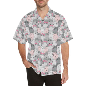 Hippopotamus Pattern Print Design 03 Men's All Over Print Hawaiian Shirt (Model T58)