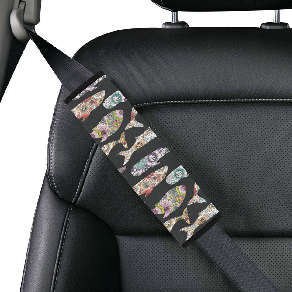 Whale Flower Tribal Pattern Car Seat Belt Cover