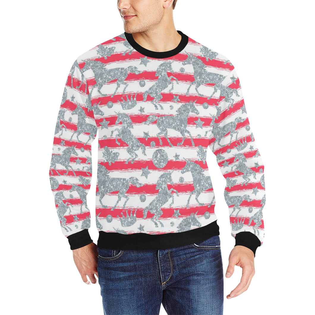 Unicorn Silver Pattern Men's Crew Neck Sweatshirt