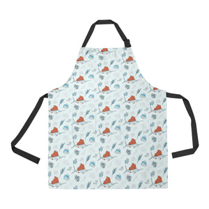 Swordfish Pattern Print Design 03 Adjustable Apron