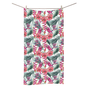 Pink Parrot Heliconia Pattern Bath Towel