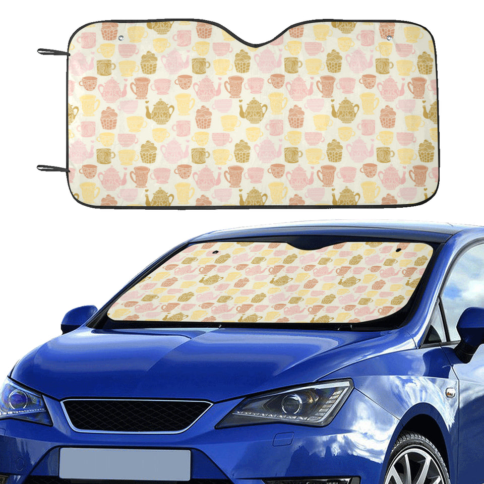 Tea pots Pattern Print Design 02 Car Sun Shade