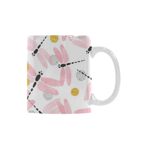 Pink Dragonfly Pattern Classical White Mug (FulFilled In US)