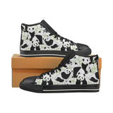 Panda Pattern Women's High Top Canvas Shoes Black