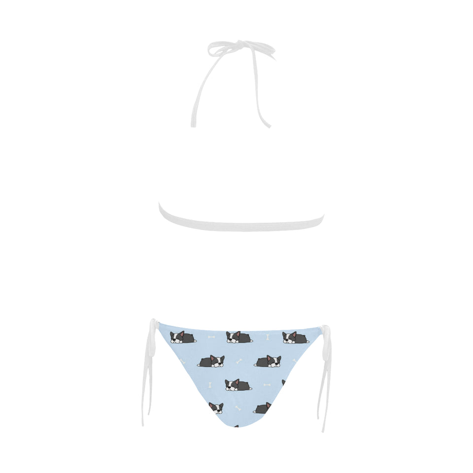 Sleep Boston Terrier Bone Pattern Sexy Bikinis Two-Pieces Swimsuits