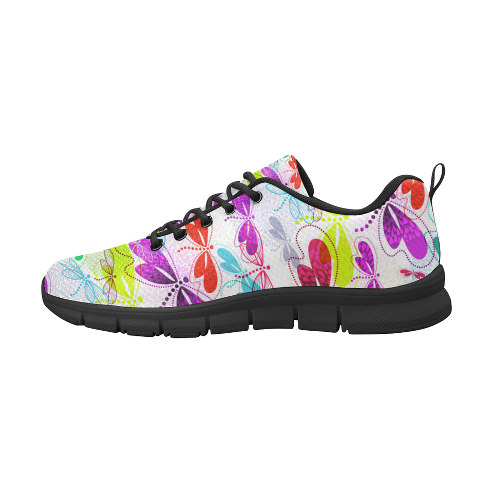 Colorful Dragonfly Pattern Men's Sneakers Black