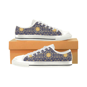 Sun Pattern Women's Low Top Canvas Shoes White