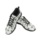 White Orchid Pattern Men's Sneakers Black