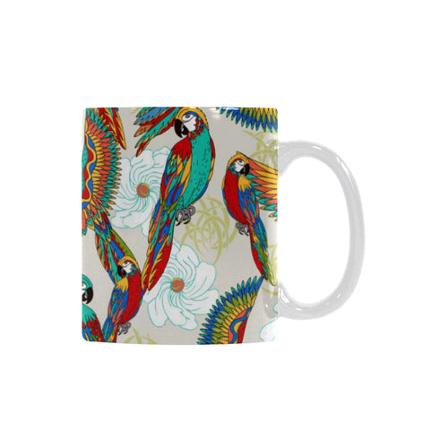 Parrot Flower Pattern Classical White Mug (FulFilled In US)