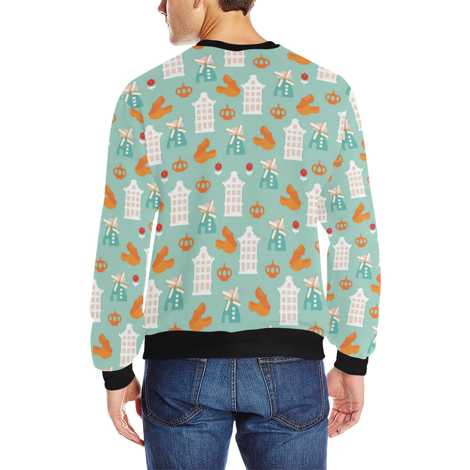 Windmill Pattern Theme Men's Crew Neck Sweatshirt