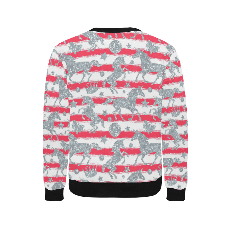 Unicorn Silver Pattern Men's Crew Neck Sweatshirt