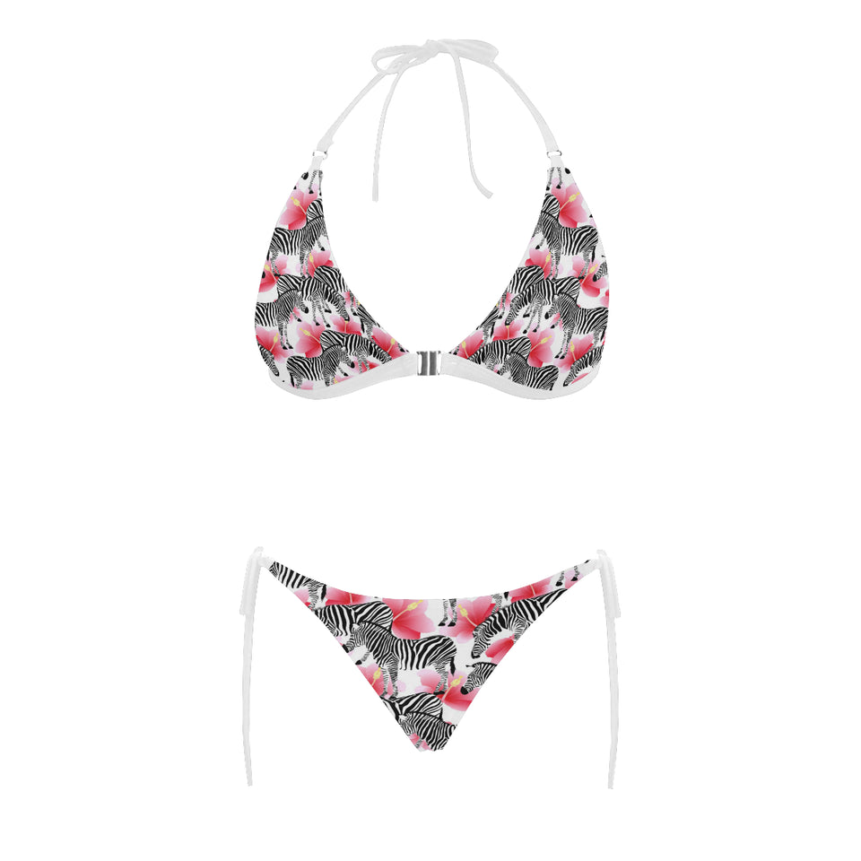 Zebra Red Hibiscus Pattern Sexy Bikinis Two-Pieces Swimsuits