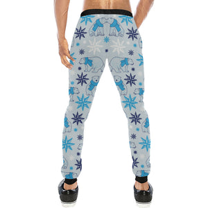 Polar Bear Pattern Blue Background Unisex Casual Sweatpants