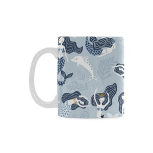 Mermaid Dolphin Pattern Classical White Mug (FulFilled In US)