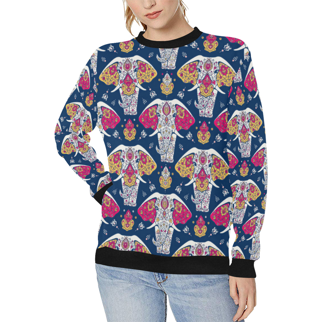 Elephant Pattern Women's Crew Neck Sweatshirt