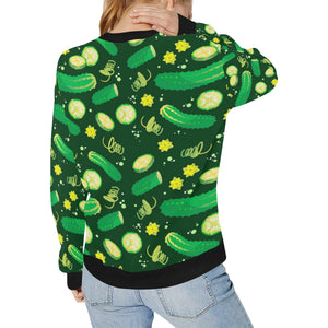 Cucumber Pattern Background Women's Crew Neck Sweatshirt
