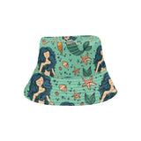 Mermaid Pattern Green Background Unisex Bucket Hat