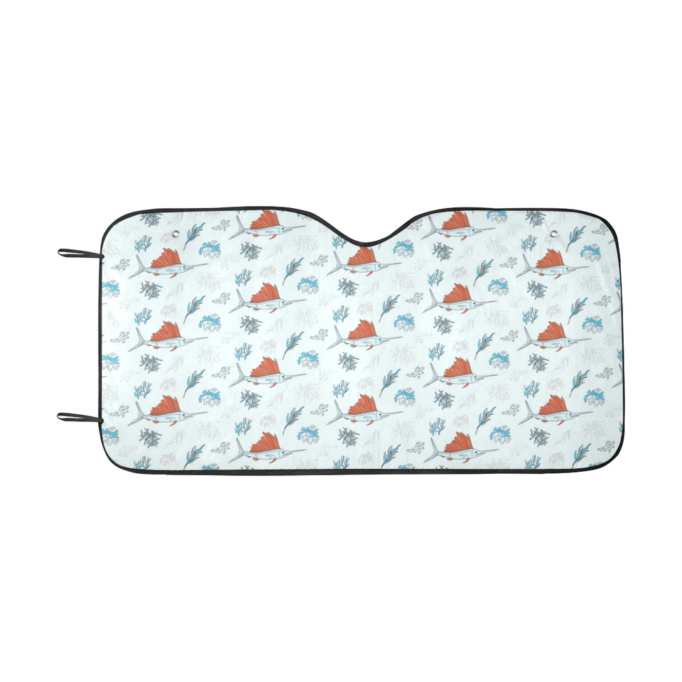 Swordfish Pattern Print Design 03 Car Sun Shade