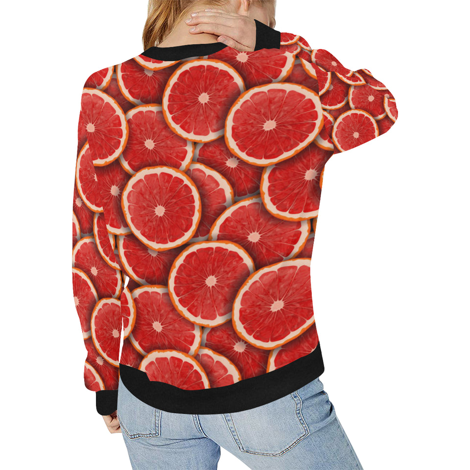 Sliced Grapefruit Pattern Background Women's Crew Neck Sweatshirt