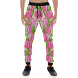 Pink Tulip Pattern Unisex Casual Sweatpants