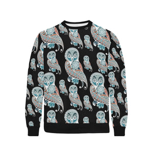 Owl Tribal Pattern Men's Crew Neck Sweatshirt