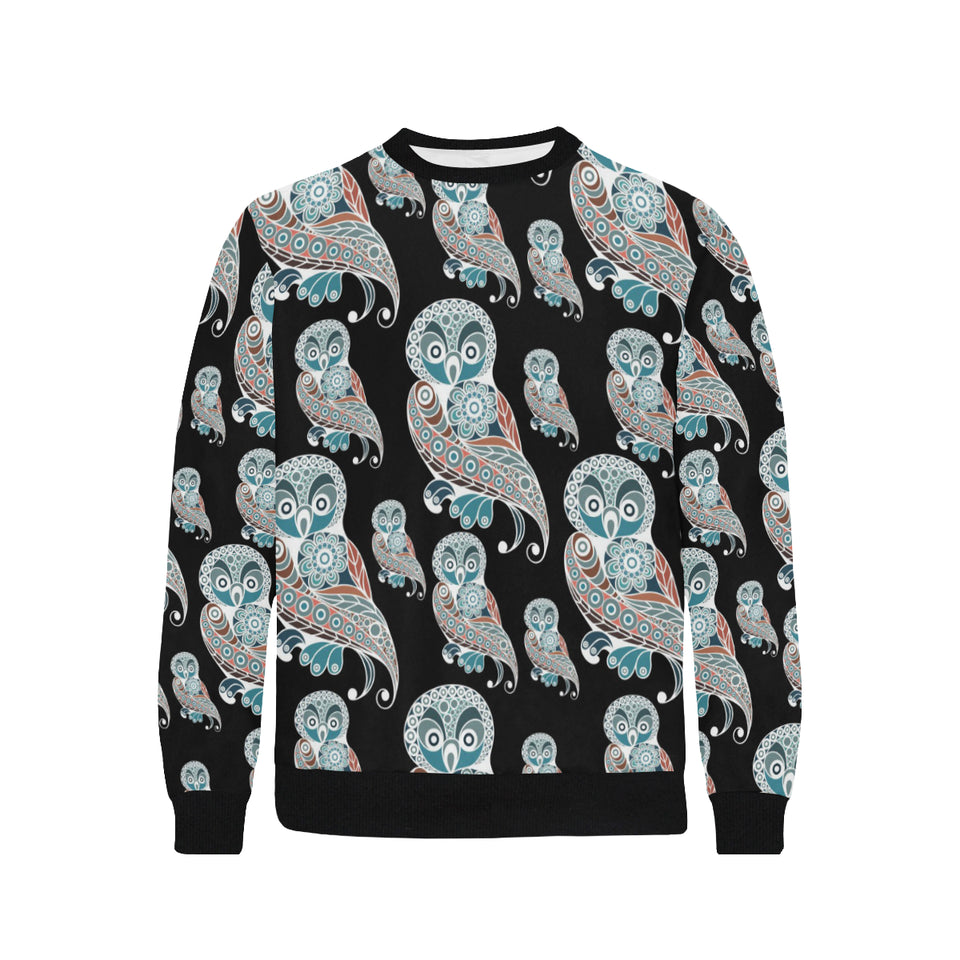 Owl Tribal Pattern Men's Crew Neck Sweatshirt