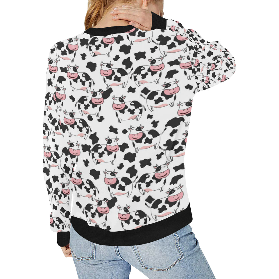 Cute Cow Pattern Women's Crew Neck Sweatshirt