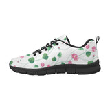 Pink Lotus Waterlily Flower Pattern Men's Sneakers Black