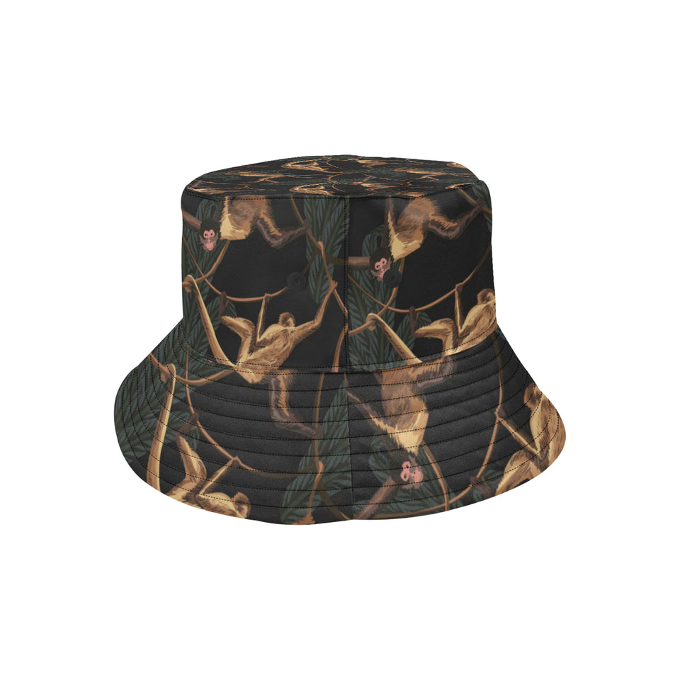 Monkey Pattern Black Background Unisex Bucket Hat