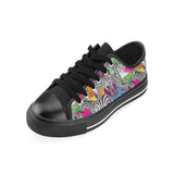 Zebra Colorful Pattern Men's Low Top Canvas Shoes Black