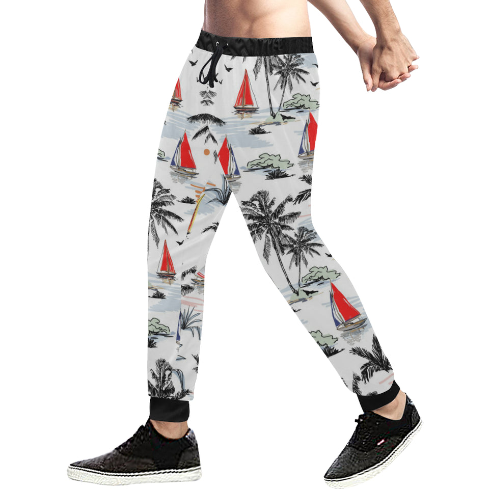 Sailboat Pattern Background Unisex Casual Sweatpants