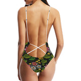 Lotus Waterlily Flower Pattern Background Women's One-Piece Swimsuit