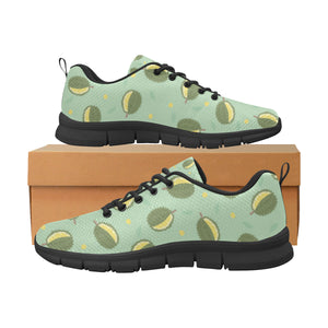 Durian Pattern Green Background Men's Sneakers Black