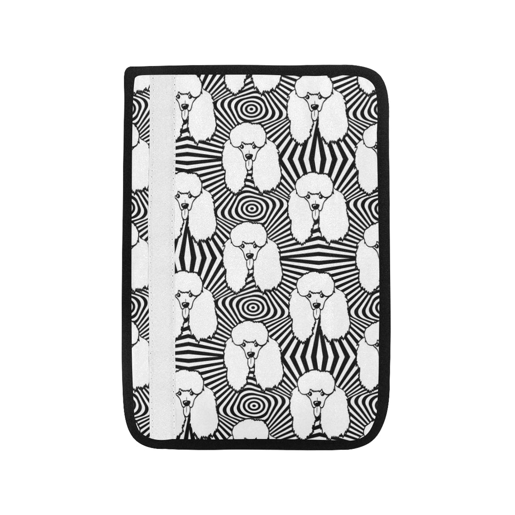 Black and White Poodle Pattern Car Seat Belt Cover