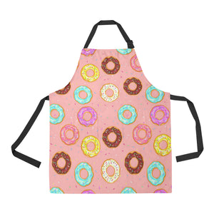 Donut Pattern Pink Background Adjustable Apron