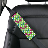 Cherry Pattern Green Background Car Seat Belt Cover