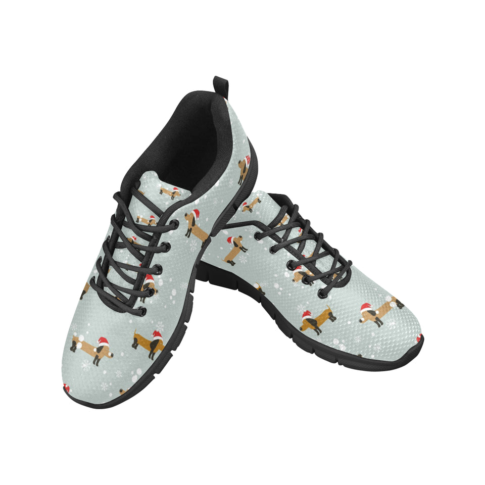 Dachshund Chirstmas Pattern Men's Sneakers Black