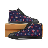 USA Star Pattern Theme Men's High Top Canvas Shoes Black