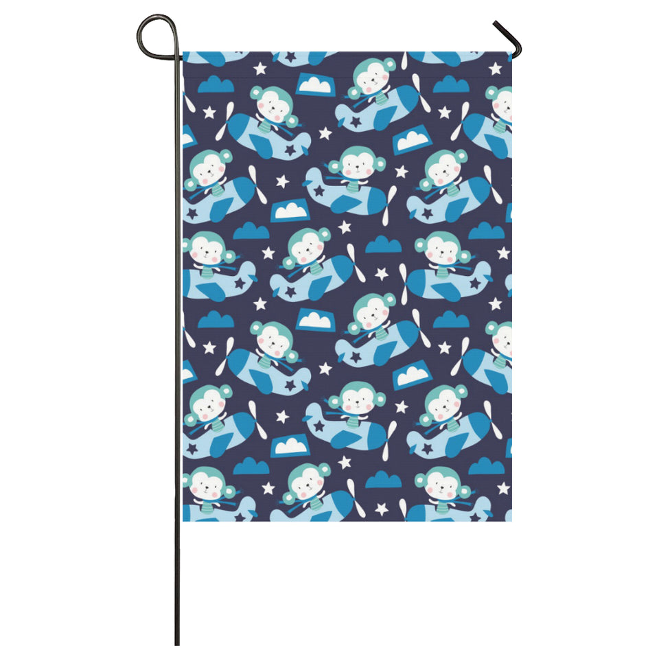 Monkey in Airplane Pattern House Flag Garden Flag