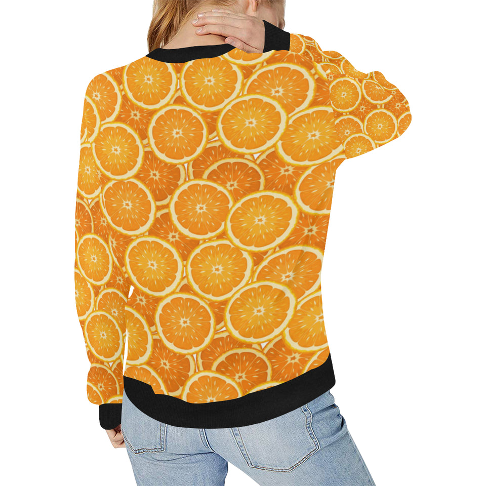 Sliced Orange Pattern Women's Crew Neck Sweatshirt