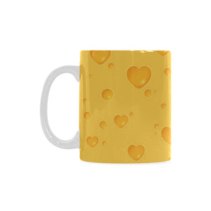 Cheese Heart Texture Pattern Classical White Mug (FulFilled In US)
