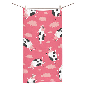 Cow Pattern Pink Background Bath Towel