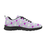 Heart Purple Pokka Dot Pattern Men's Sneakers Black