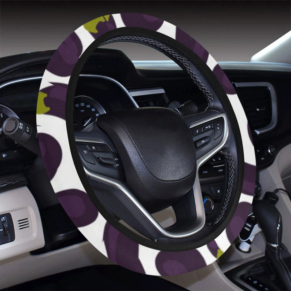 Eggplant Pattern Print Design 01 Car Steering Wheel Cover