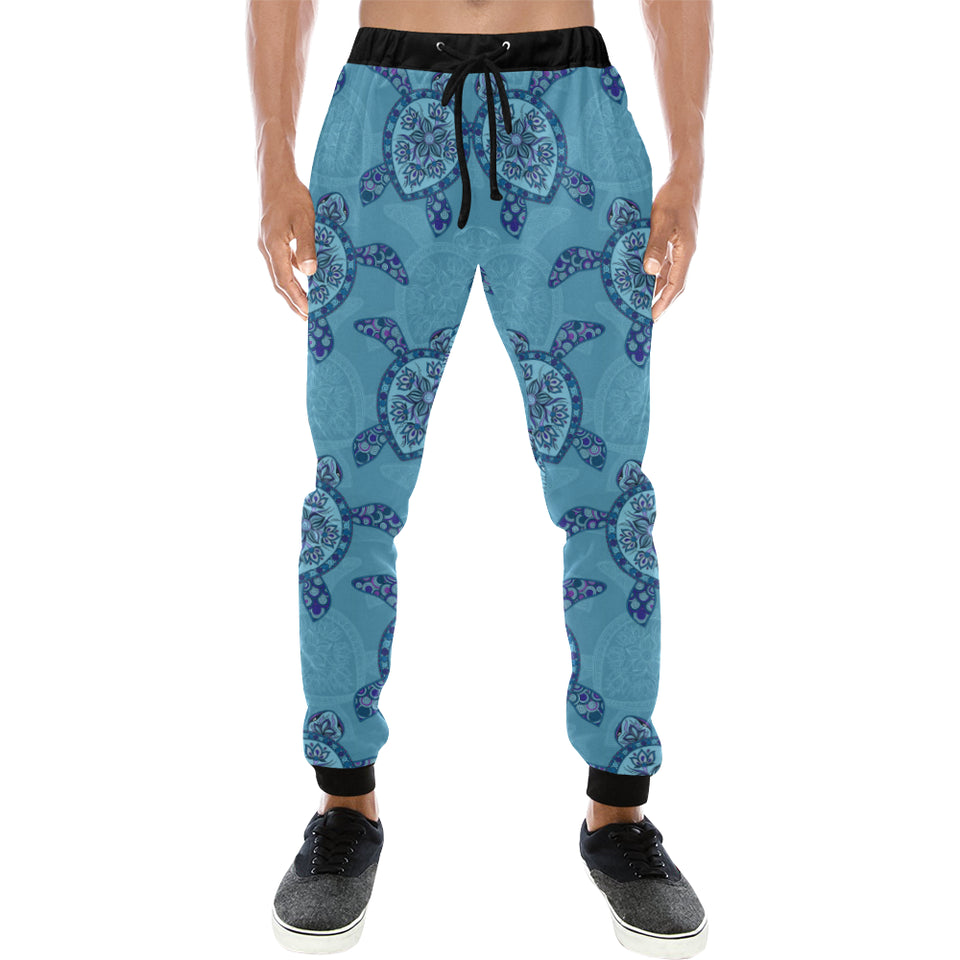 Sea Turtle Blue Tribal Pattern Unisex Casual Sweatpants