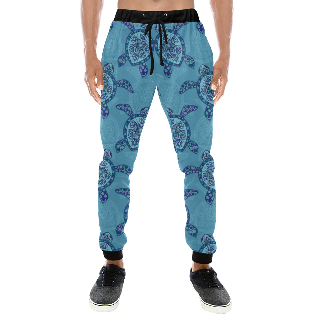 Sea Turtle Blue Tribal Pattern Unisex Casual Sweatpants